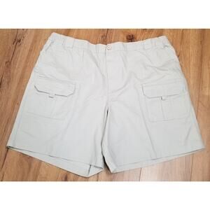 Basic Editions Men Beige Cargo Shorts Hiking Fishing Camping Elastic Wst SZ XXL